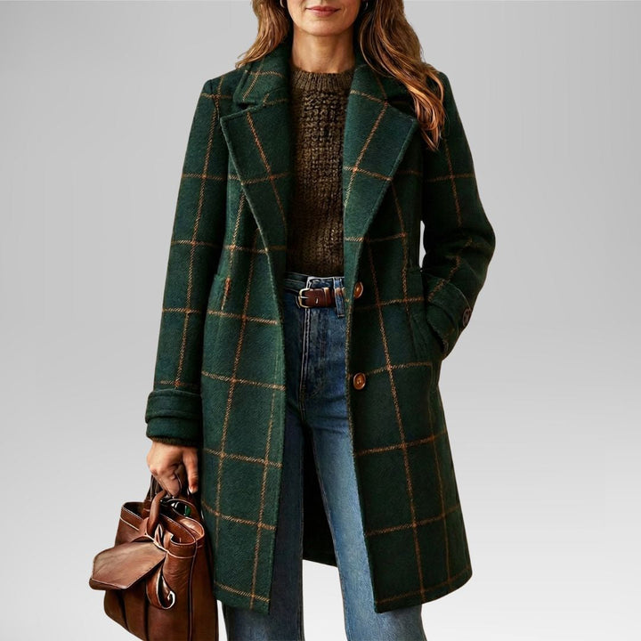 Women's Retro Lapel Plaid Tweed Coat