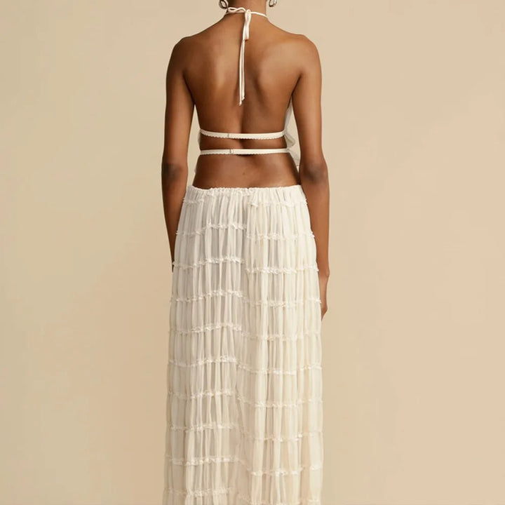 Isla Lace-Up Maxi Set – Elegant Halter Two-Piece