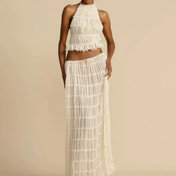 Isla Lace-Up Maxi Set – Elegant Halter Two-Piece