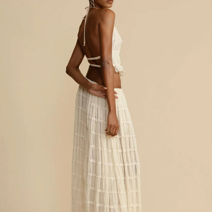 Isla Lace-Up Maxi Set – Elegant Halter Two-Piece