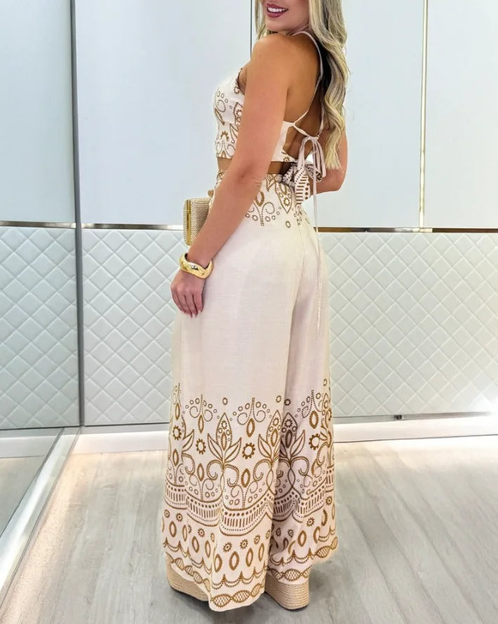 Savanna Set – Tribal Print Keyhole Top & Slit Pants